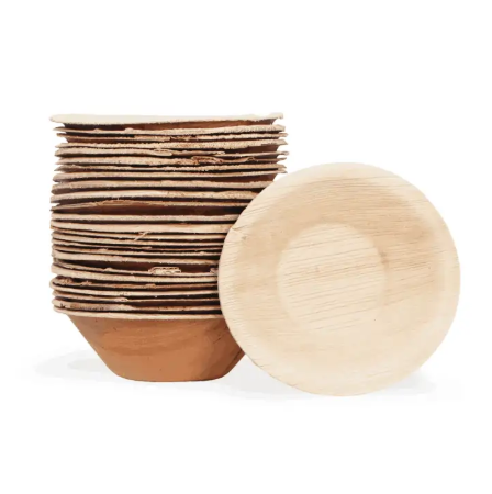 Areca palm leaf bowls export bulk — biodegradable soup and salad bowls for importers